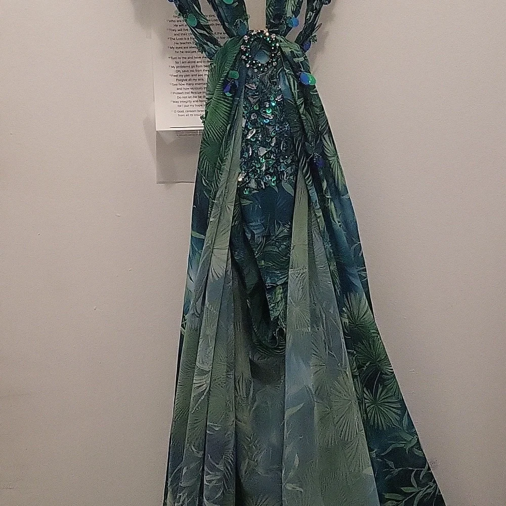 J LO MAXI GREEN MAXI DRESS REPLICA - Picture 3 of 8